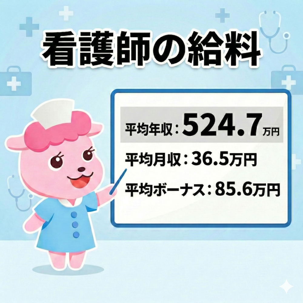 2026年最新 看護師の平均年収・月給・ボーナス図解レポート（厚生労働省「令和7年賃金構造基本統計調査」データ）