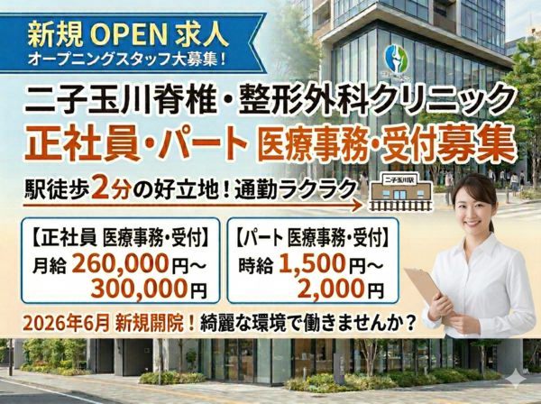 二子玉川脊椎・整形外科クリニック（2026年6月新規オープン / 常勤）の医療事務求人の写真